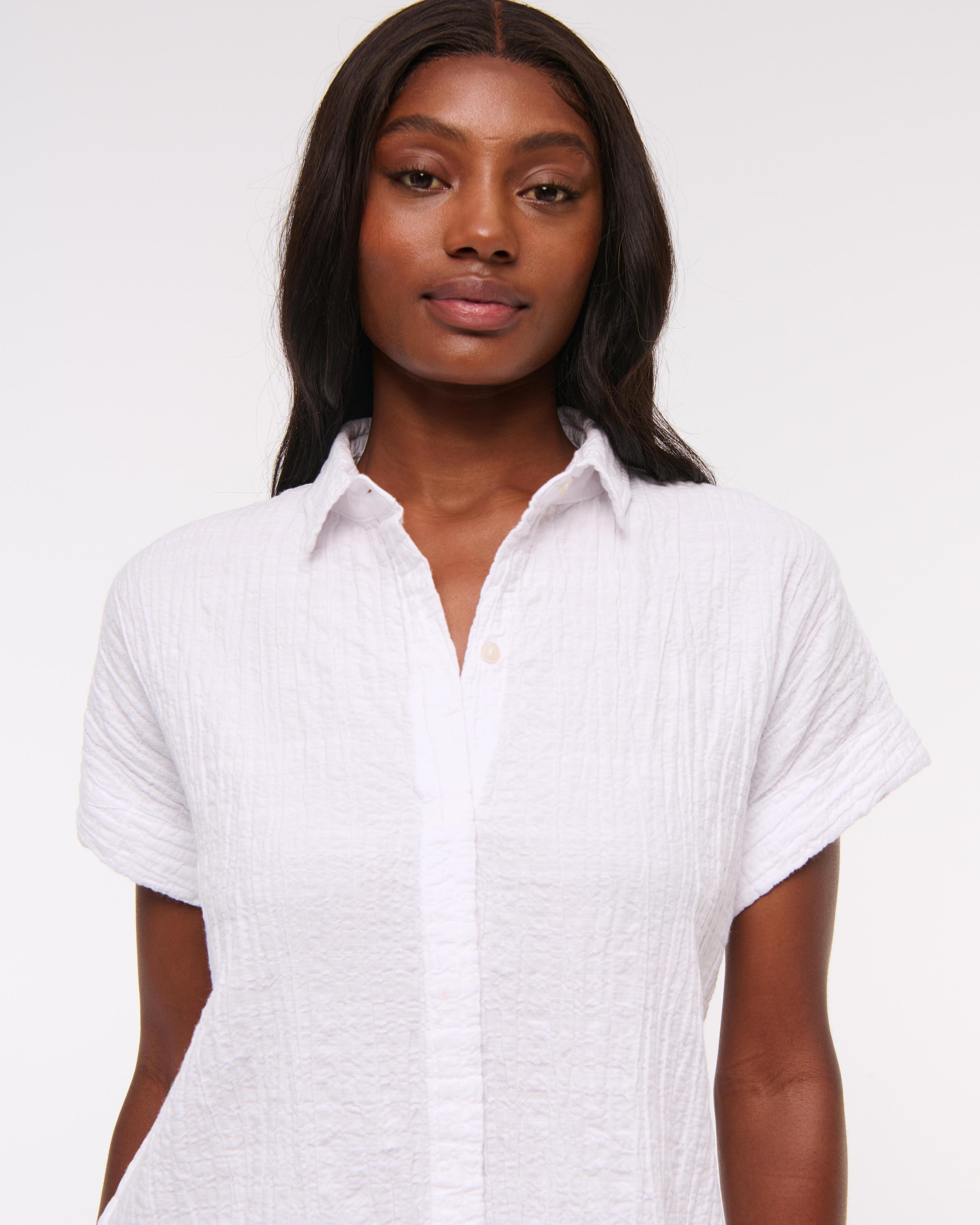 Textured Mini Shirt Dress Product Image