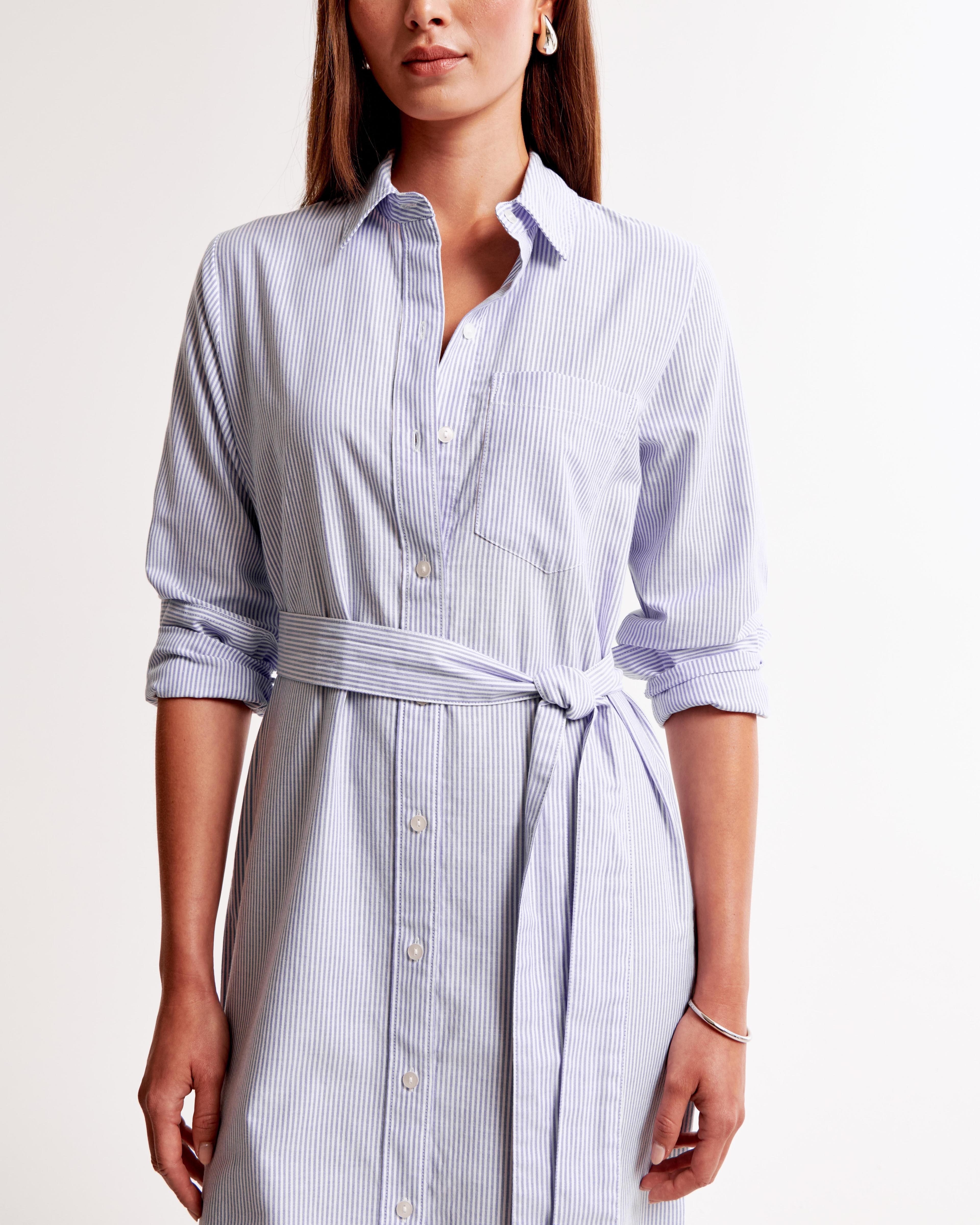 Long-Sleeve Belted Shirt Dress Product Image