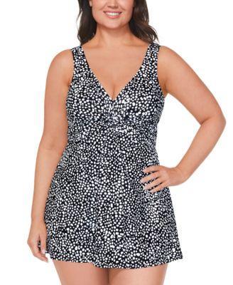 Plus Size Printed Twist-Front Swimdress, Created for Macy's  Product Image