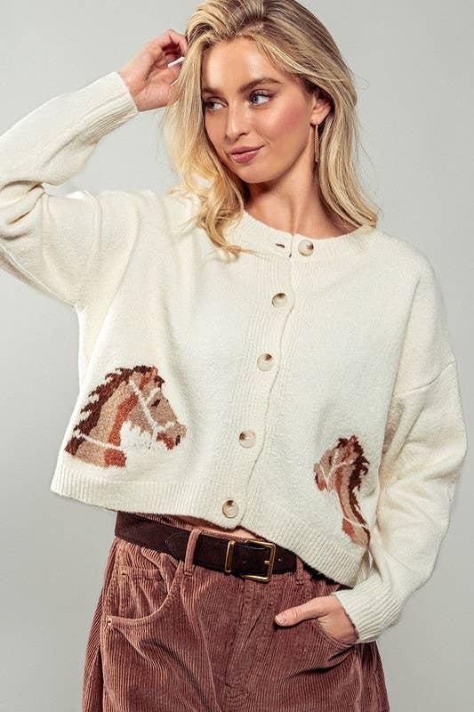 Equestrian Dream Cardigan - Cream Product Image