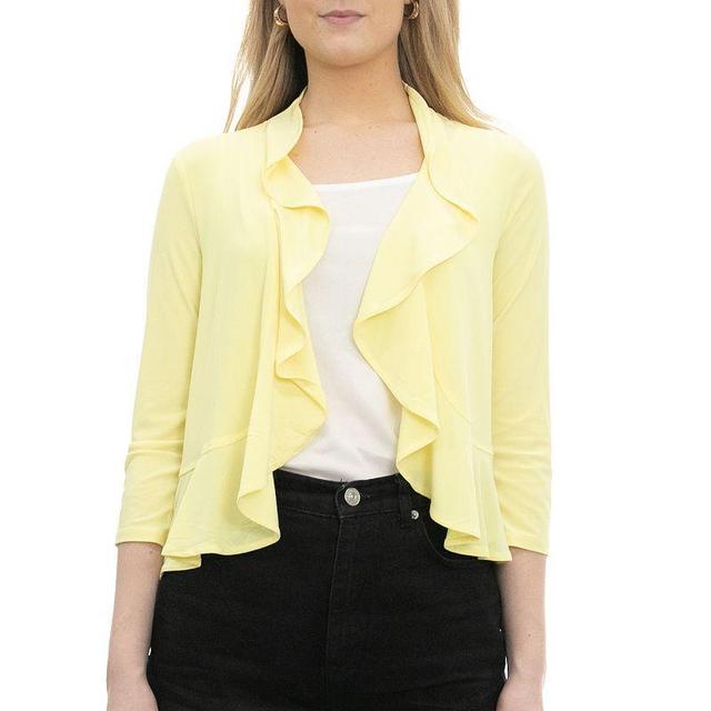 Womens Nina Leonard Chiffon-Back Ruffle Bolero Yellow Product Image