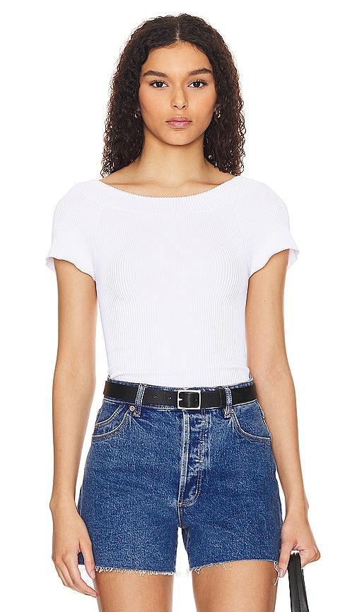 Free People X Intimately FP Ribbed Seamless Off Shoulder Top In White Size L/XL, XS/S. Product Image