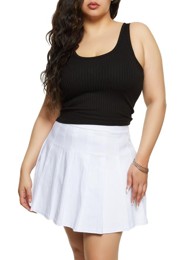 Womens Plus Size Pleated Mini Skirt Product Image