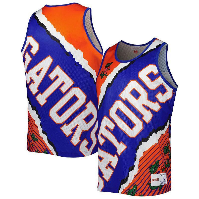 Mens Mitchell & Ness Royal/Orange Florida Gators Jumbotron 2.0 Sublimated Tank Top Product Image