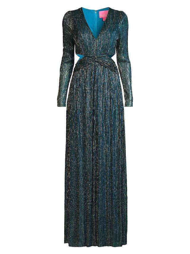 Womens Latrice Pliss Metallic Maxi Dress Product Image