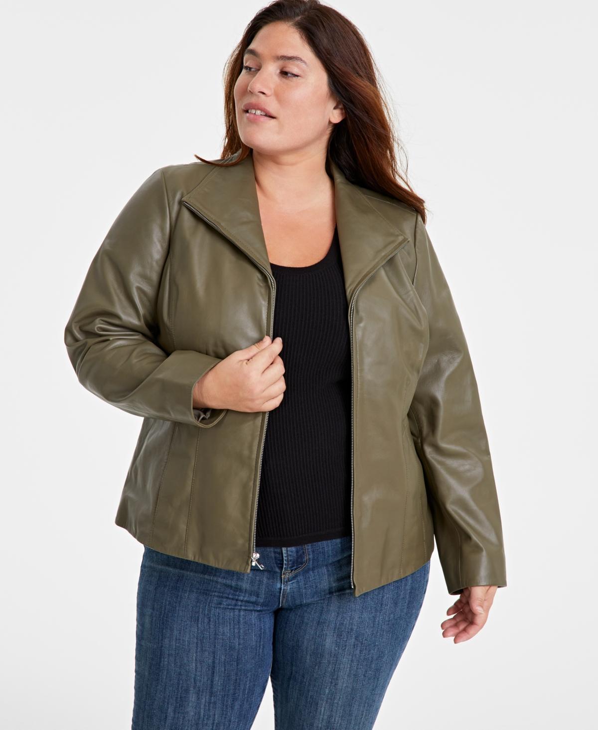 Cole Haan Womens Plus Size Leather Jacket Product Image