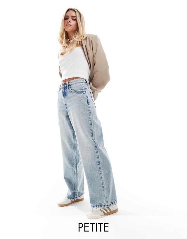 Miss Selfridge Petite baggy jeans in blue acid wash Product Image