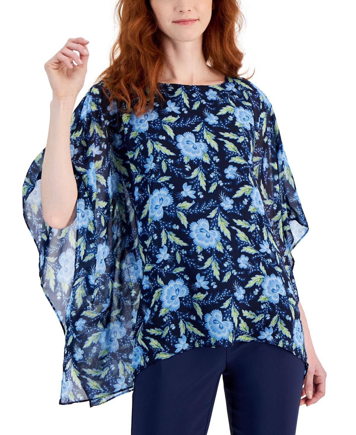 Women's 3/4 Sleeve Printed Poncho Top, Created for Macy's  Product Image