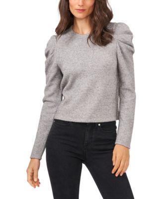 1.state Womens Draped Shoulder Long Sleeve Crew Neck Top Product Image