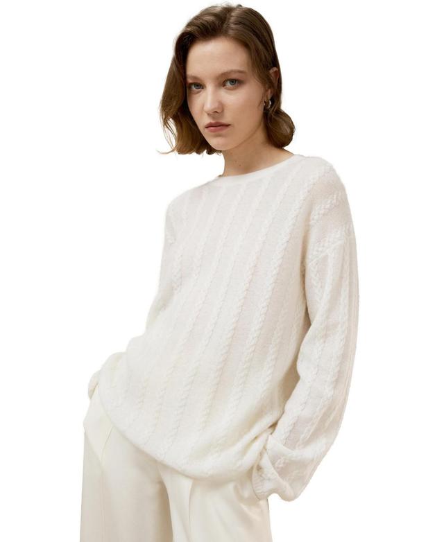 Lilysilk Womens Semi-Sheer Cable-knit Sweater Product Image