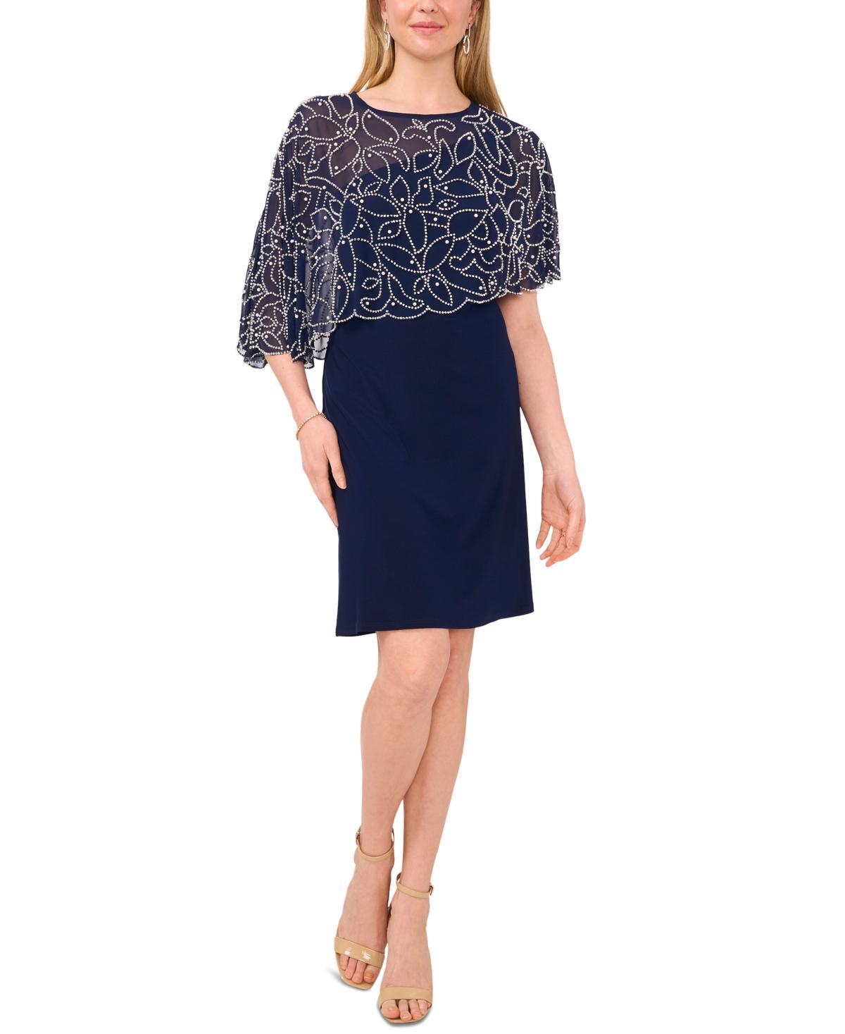 Msk Womens Embellished-Caplet Jersey Shift Dress Product Image