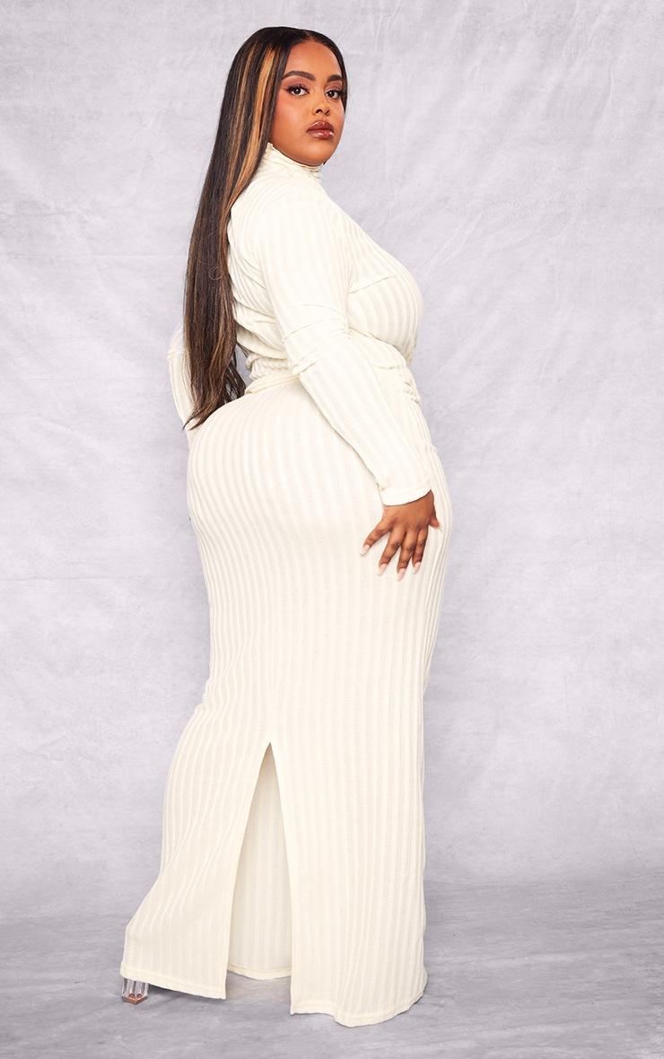 Plus Cream Rib Knit Turtleneck Top And Maxi Skirt Set Product Image