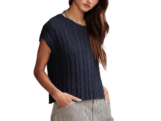 Lucky Brand Baby Cable Crew Sweater (Cadet Navy) Women's Sweater Product Image