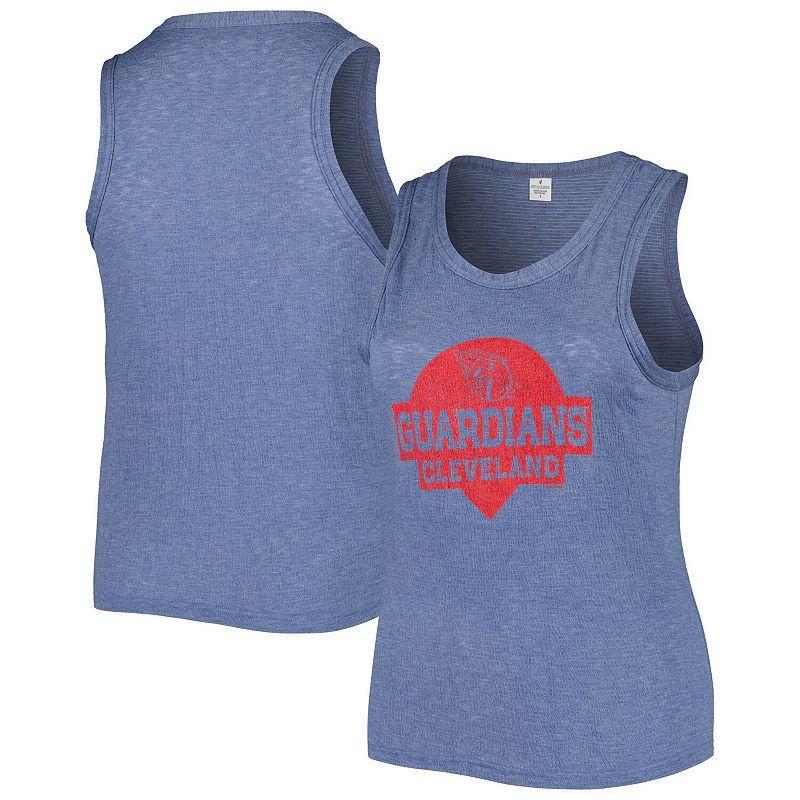 Womens Soft as a Grape Navy Cleveland Guardians Plus Size High Neck Tri-Blend Tank Top Grd Blue Product Image