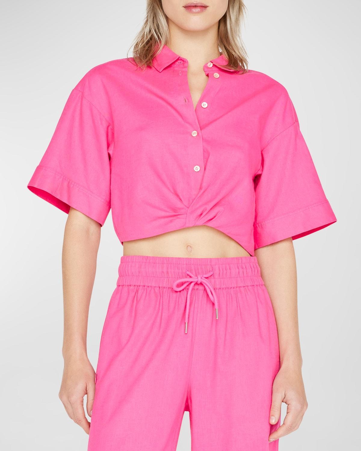 Womens Twist-Front Cropped Shirt Product Image