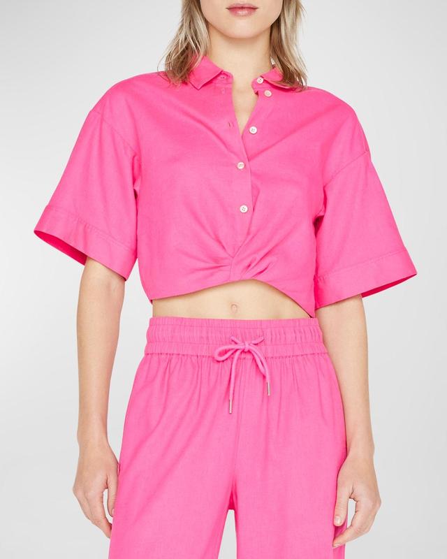 Cropped Twist-Front Shirt Product Image