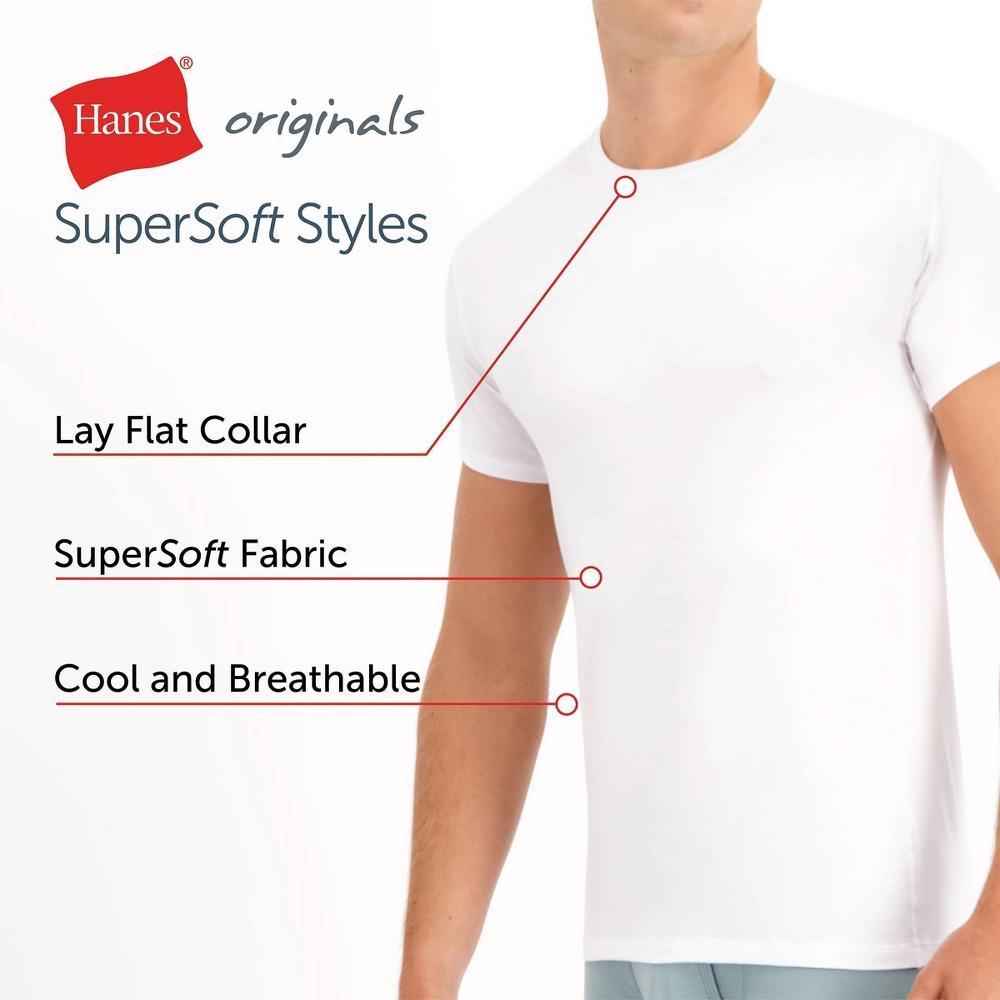 Hanes Originals Premium Mens SuperSoft Short Sleeve Crewneck Undershirt 2pk - White/Black Product Image