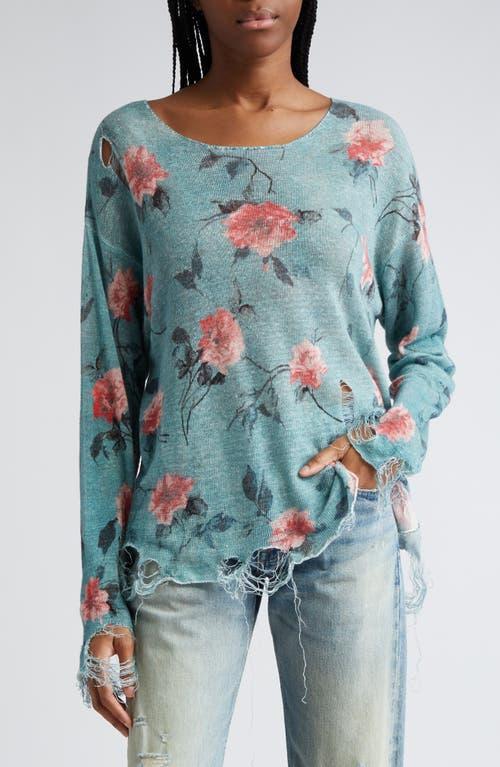 R13 Oversize Distressed Floral Boyfriend Sweater Product Image