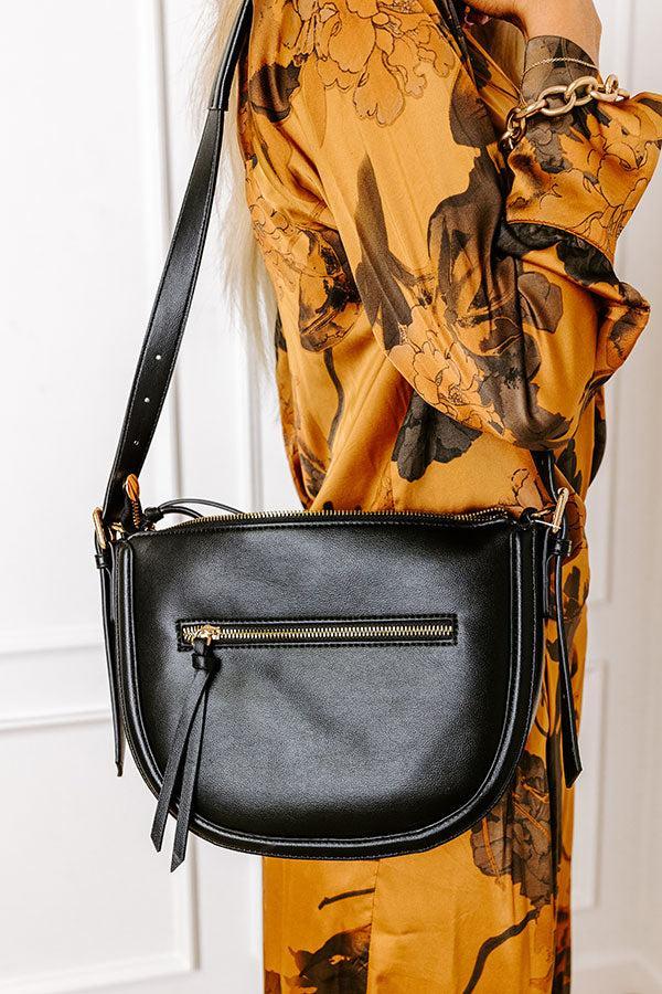 Uptown Allure Faux Leather Crossbody In Black Product Image