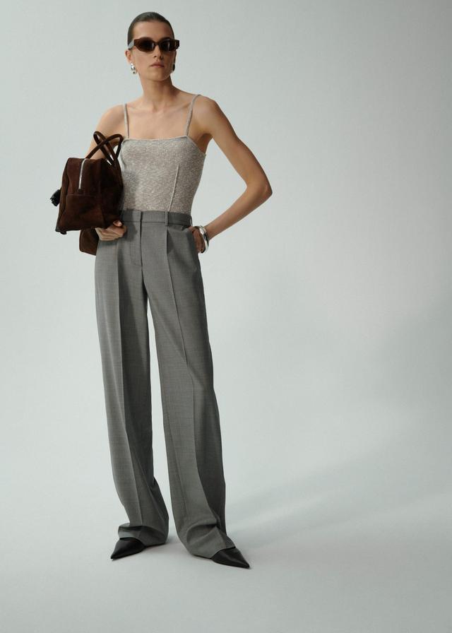 Thin knit bodysuit in grey Product Image