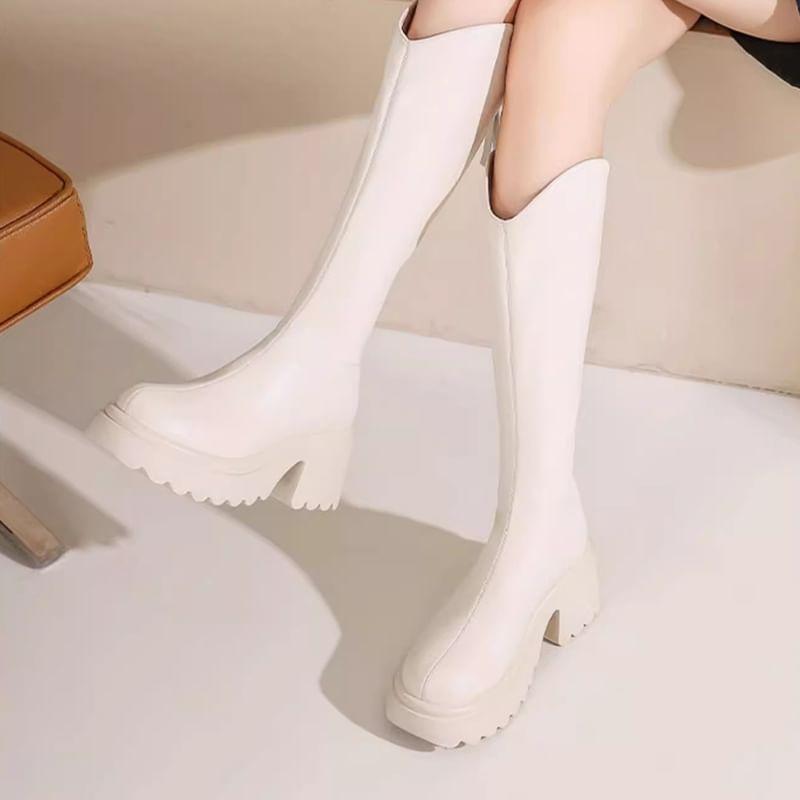 Platform Zip Knee High Boots Product Image