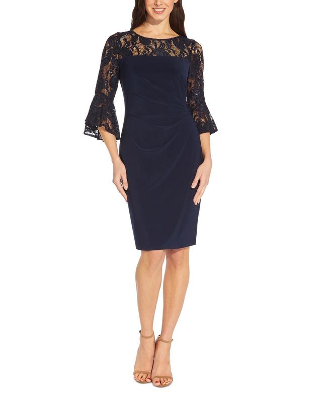 Adrianna Papell Lace Bell Sleeve Sheath Dress Product Image