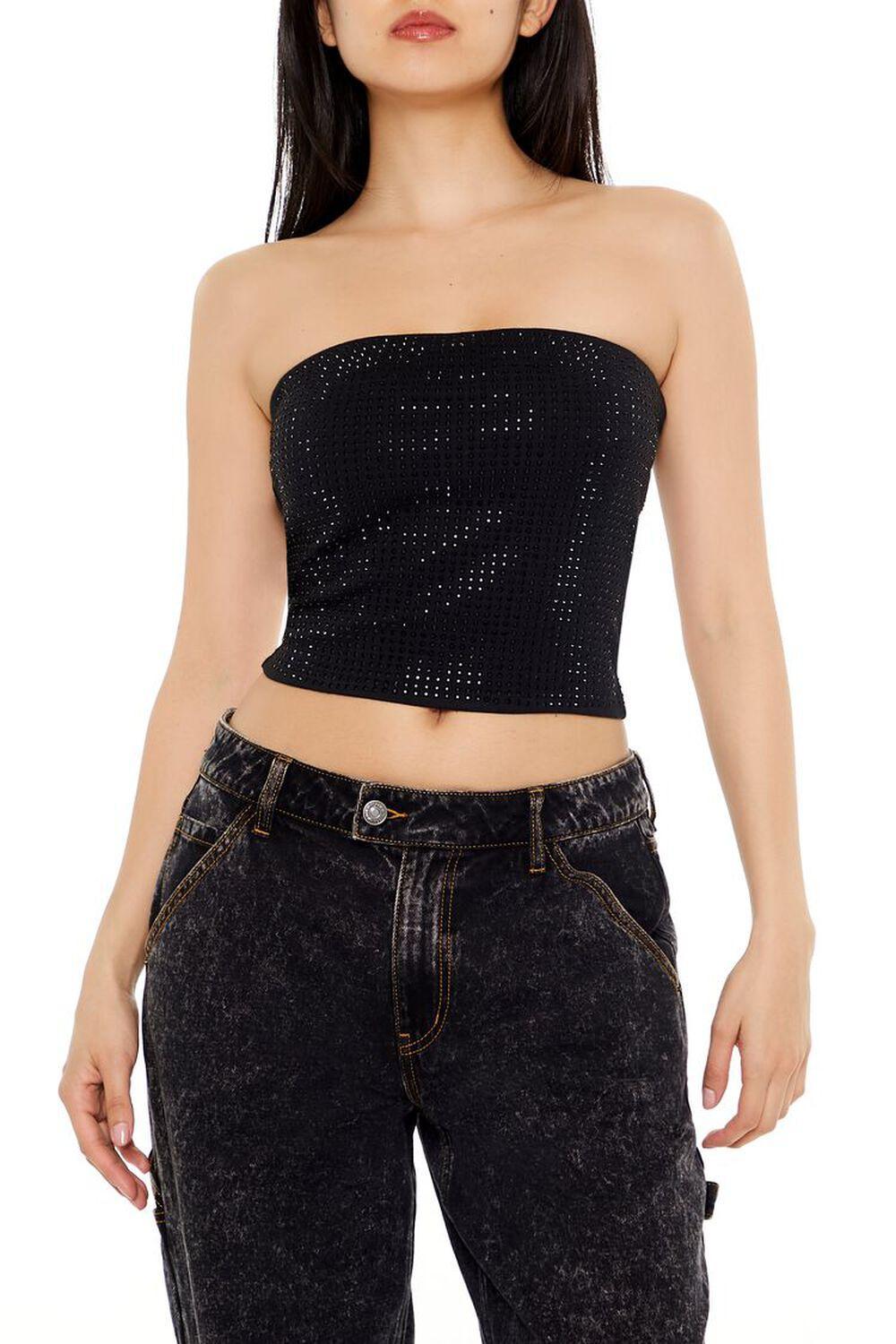 Rhinestone Tube Crop Top | Forever 21 Product Image