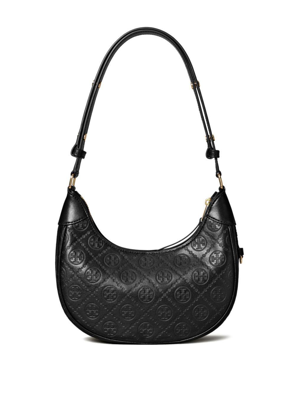 TORY BURCH T Monogram Crescent Shoulder Bag In Black Product Image