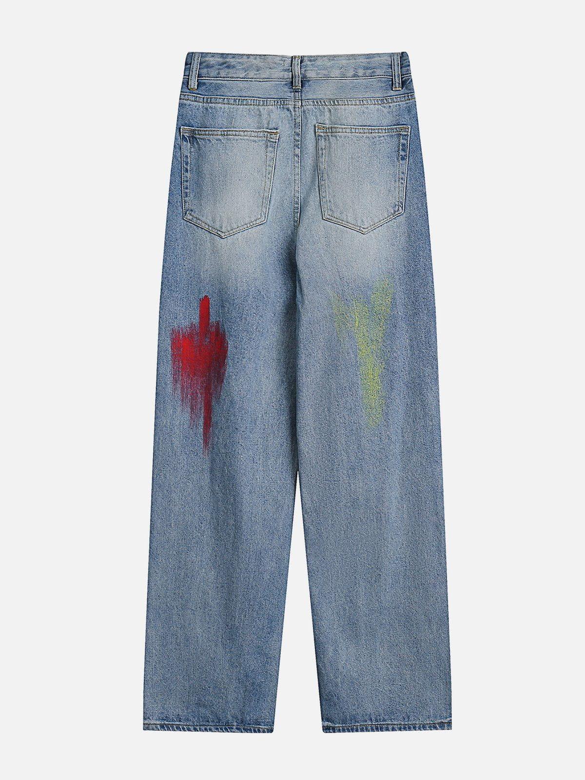 Graffiti Distressed Jeans Female Product Image