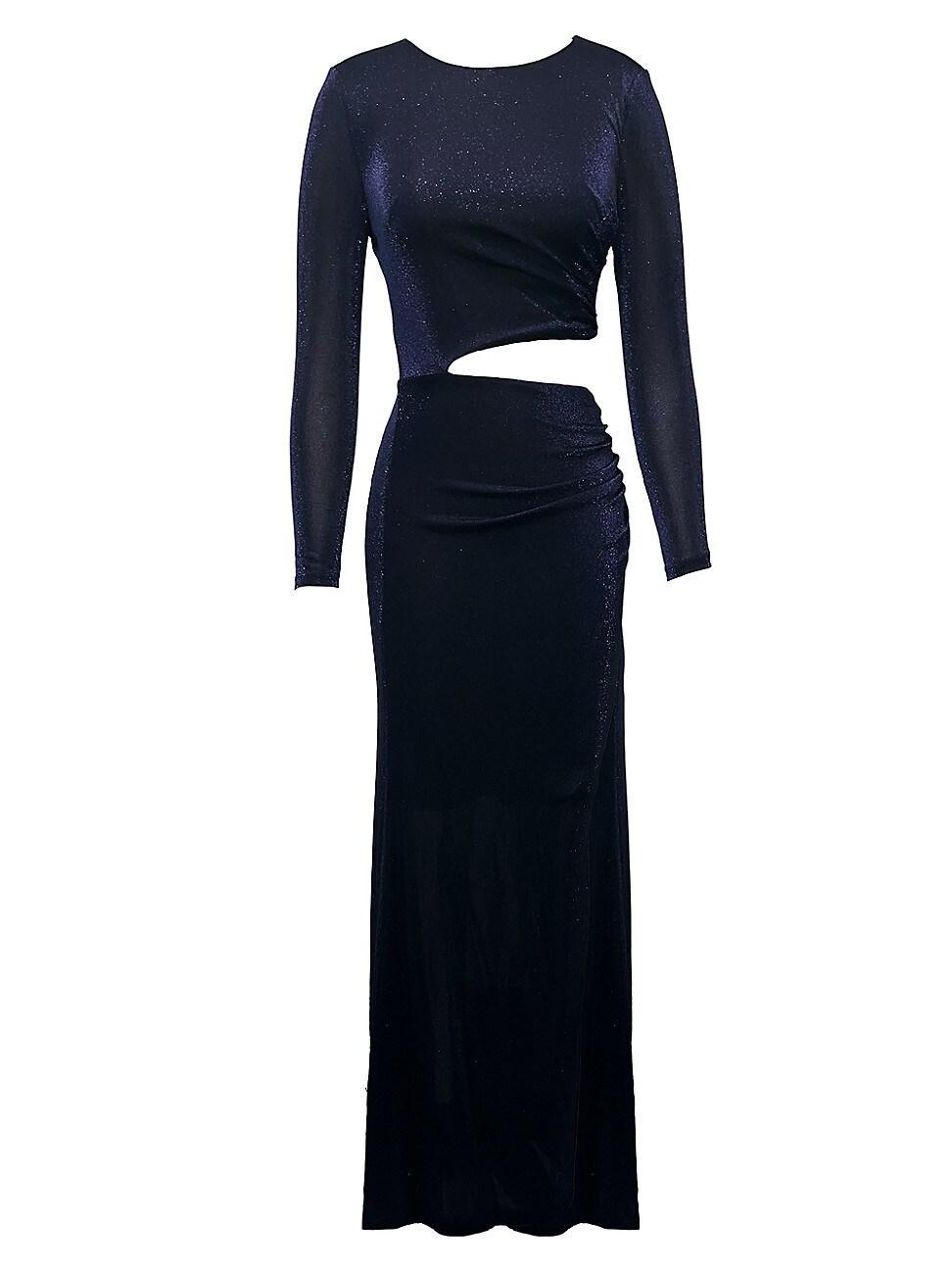 Dress the Population Candace Cutout Metallic Long Sleeve Column Gown Product Image