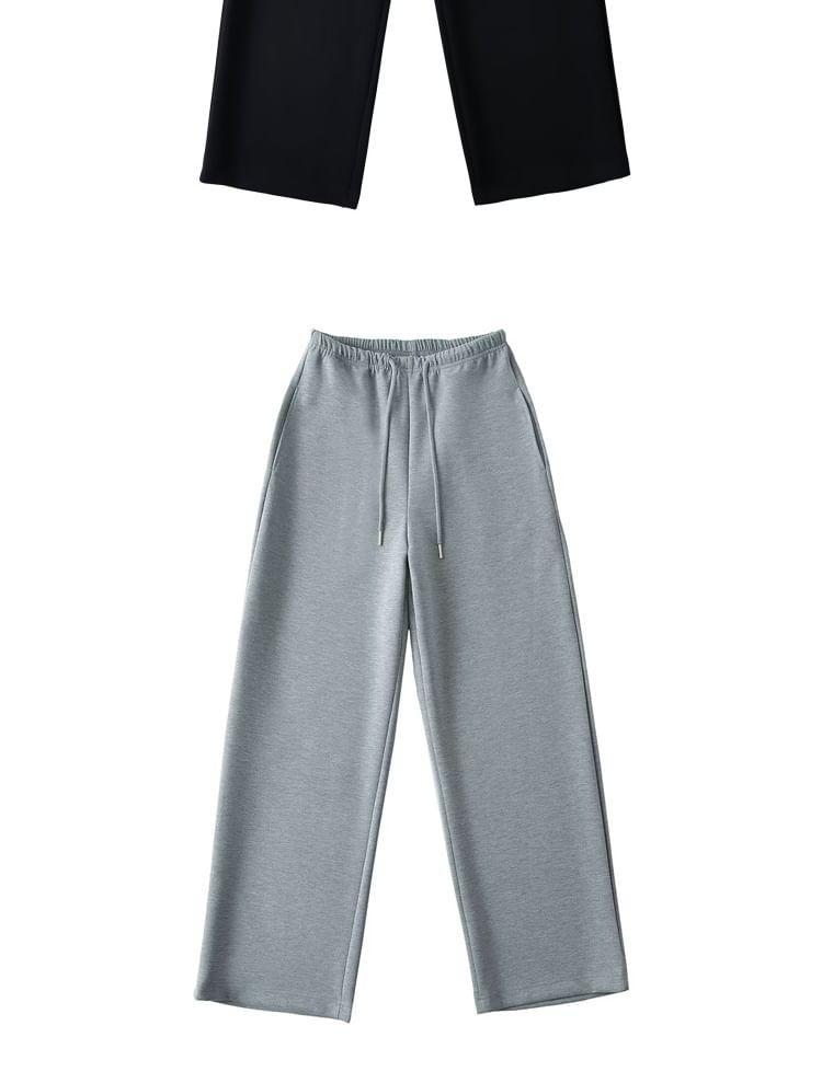 Drawstring Waist Wide Leg Pants Product Image