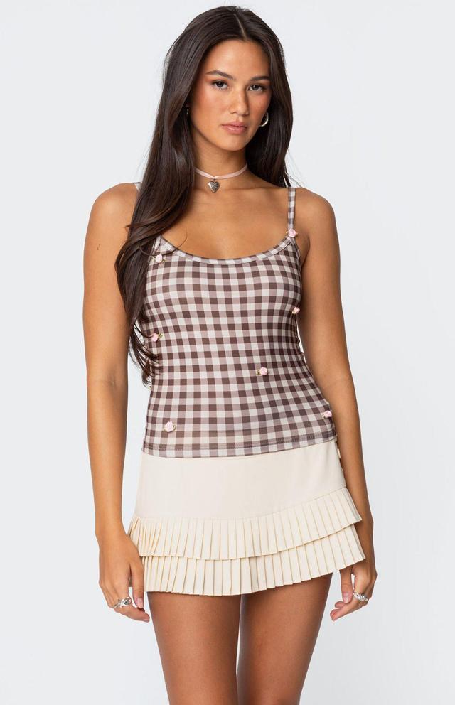 Edikted Women's Flower Field Gingham Tank Top - Product Image