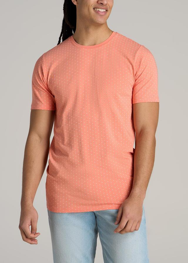 Stretch Pima Cotton Printed Tee for Tall Men in Apricot Mini Floral Male Product Image