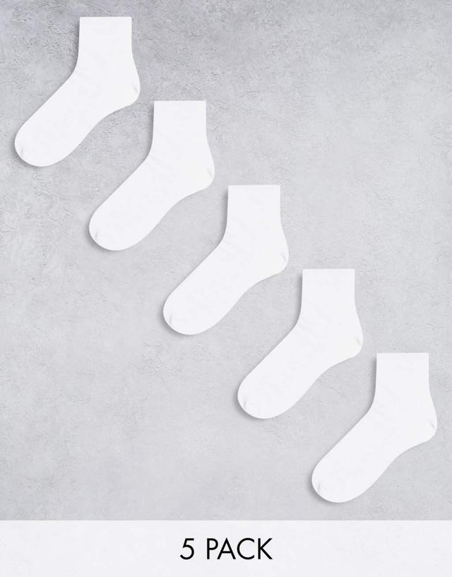 ASOS DESIGN 5 pack ankle socks in white Product Image