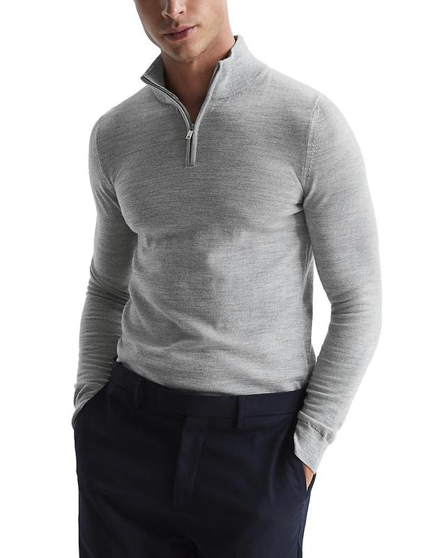 Reiss Blackhall Merino Wool Slim Fit Quarter Zip Mock Neck Sweater Product Image