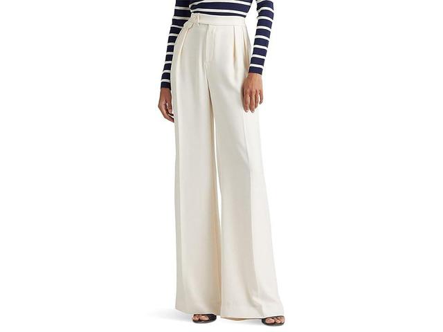 LAUREN Ralph Lauren Petite Pleated Georgette Wide-Leg Pants (Mascarpone Cream) Women's Casual Pants Product Image