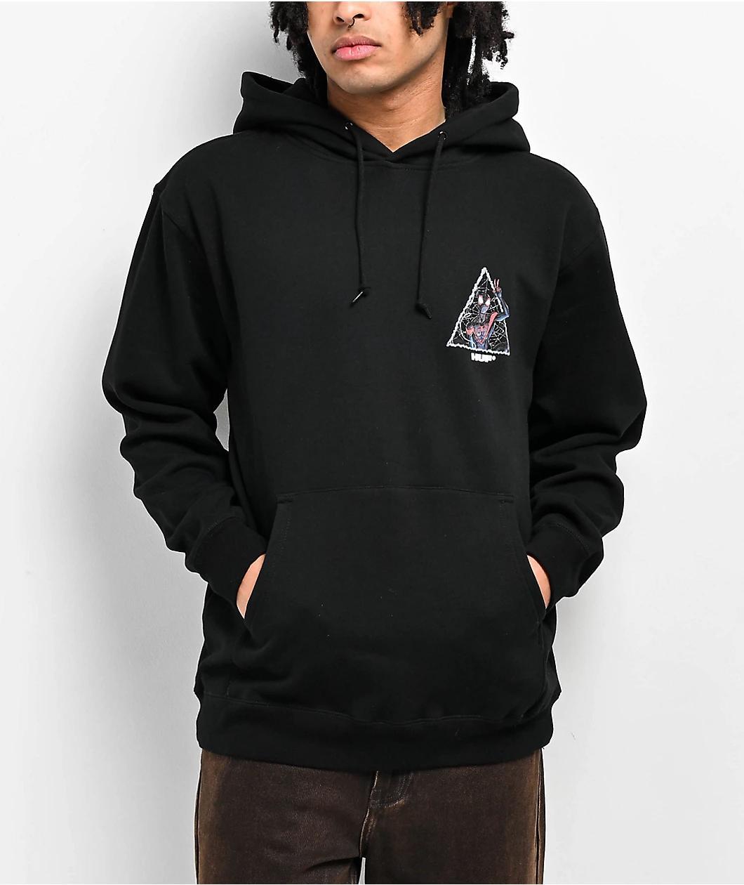 HUF x Spider-Man Universe Miles Triple Triangle Black Hoodie Product Image