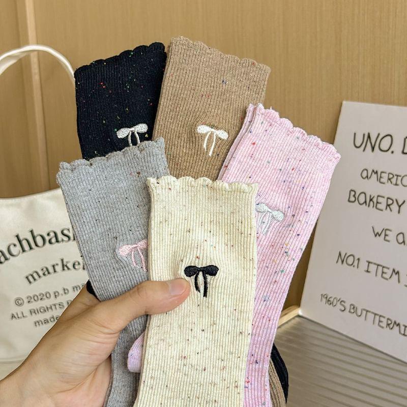 Bow Embroidered Socks Product Image