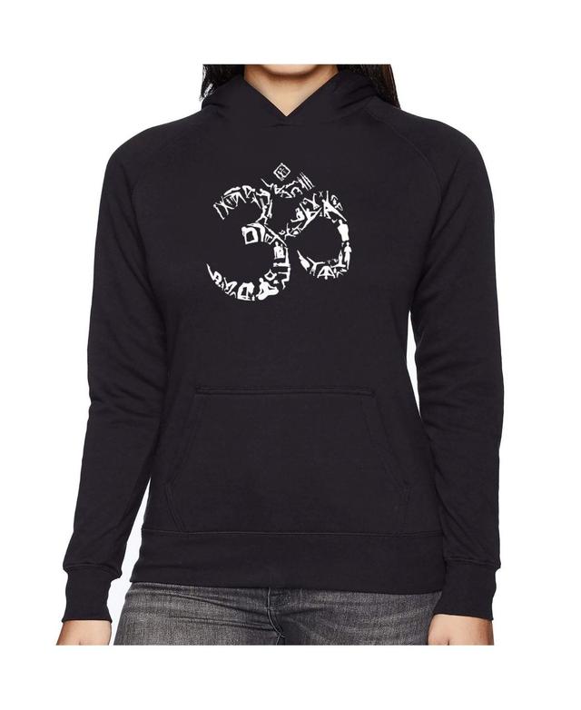 La Pop Art Womens Word Art Hooded Sweatshirt -The Om Symbol Out Of Yoga Poses Product Image