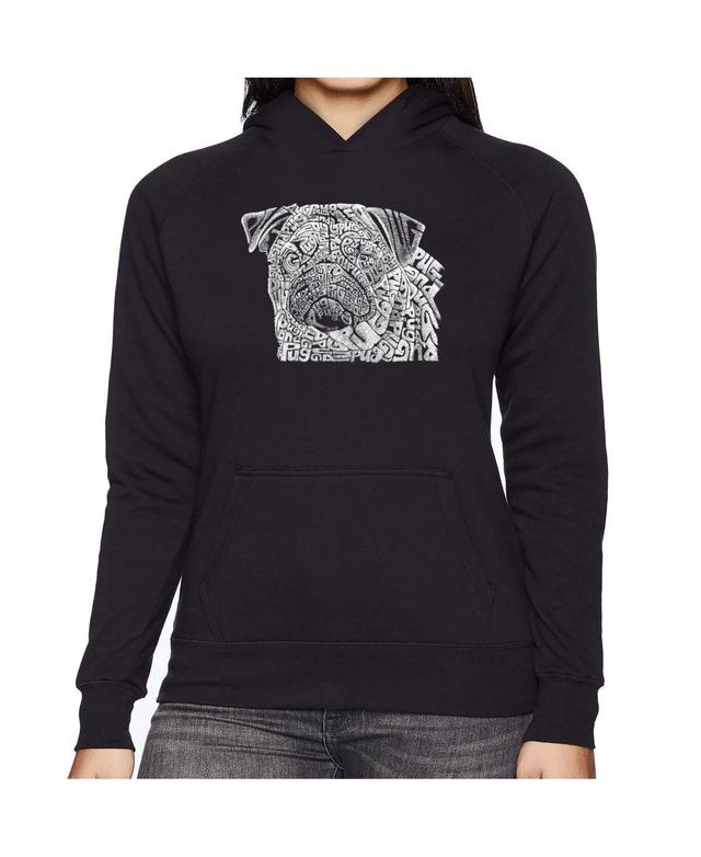 La Pop Art Womens Word Art Hooded Sweatshirt - Pug Face Product Image