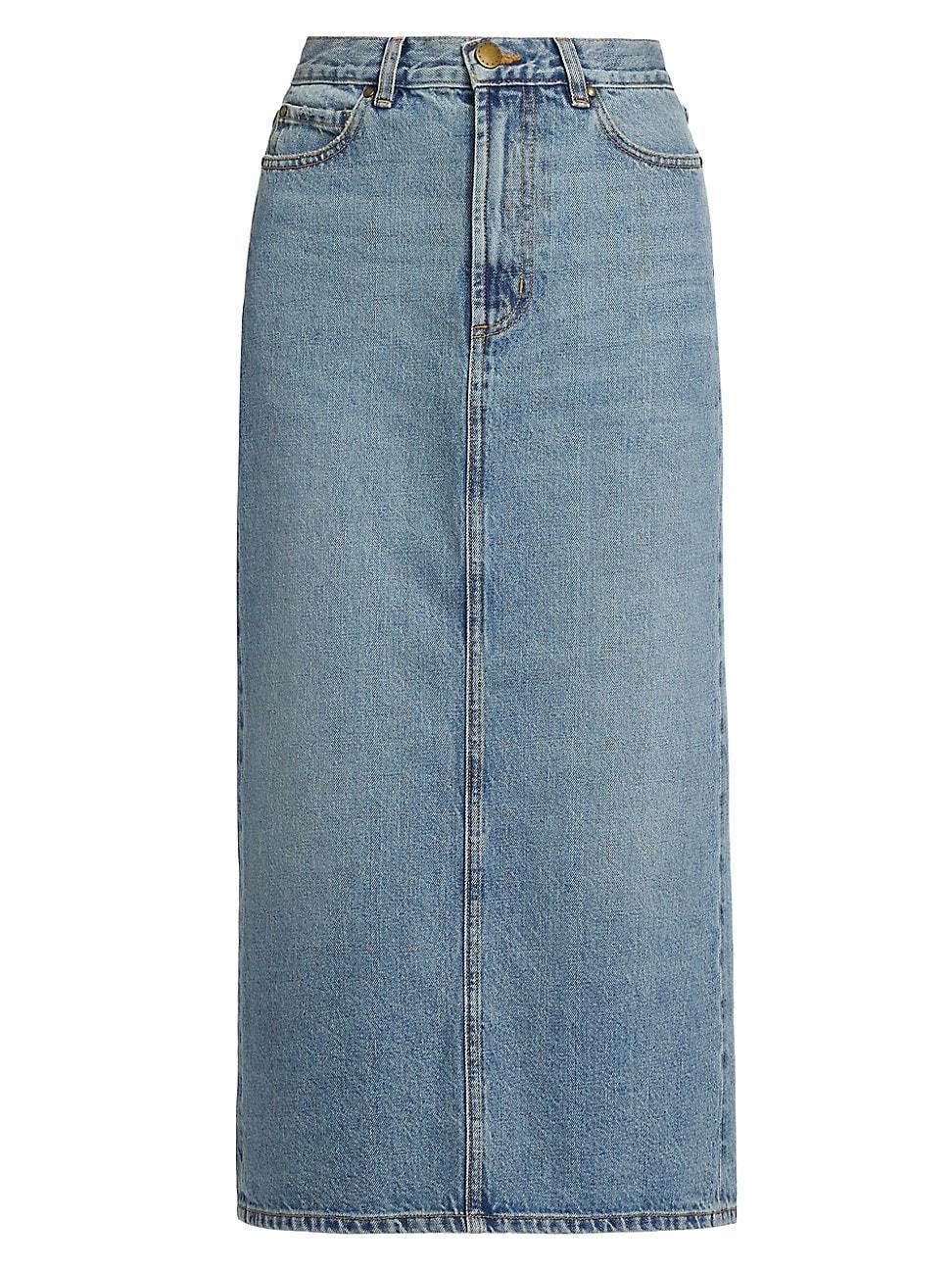 Womens The Column Denim Midi-Skirt Product Image