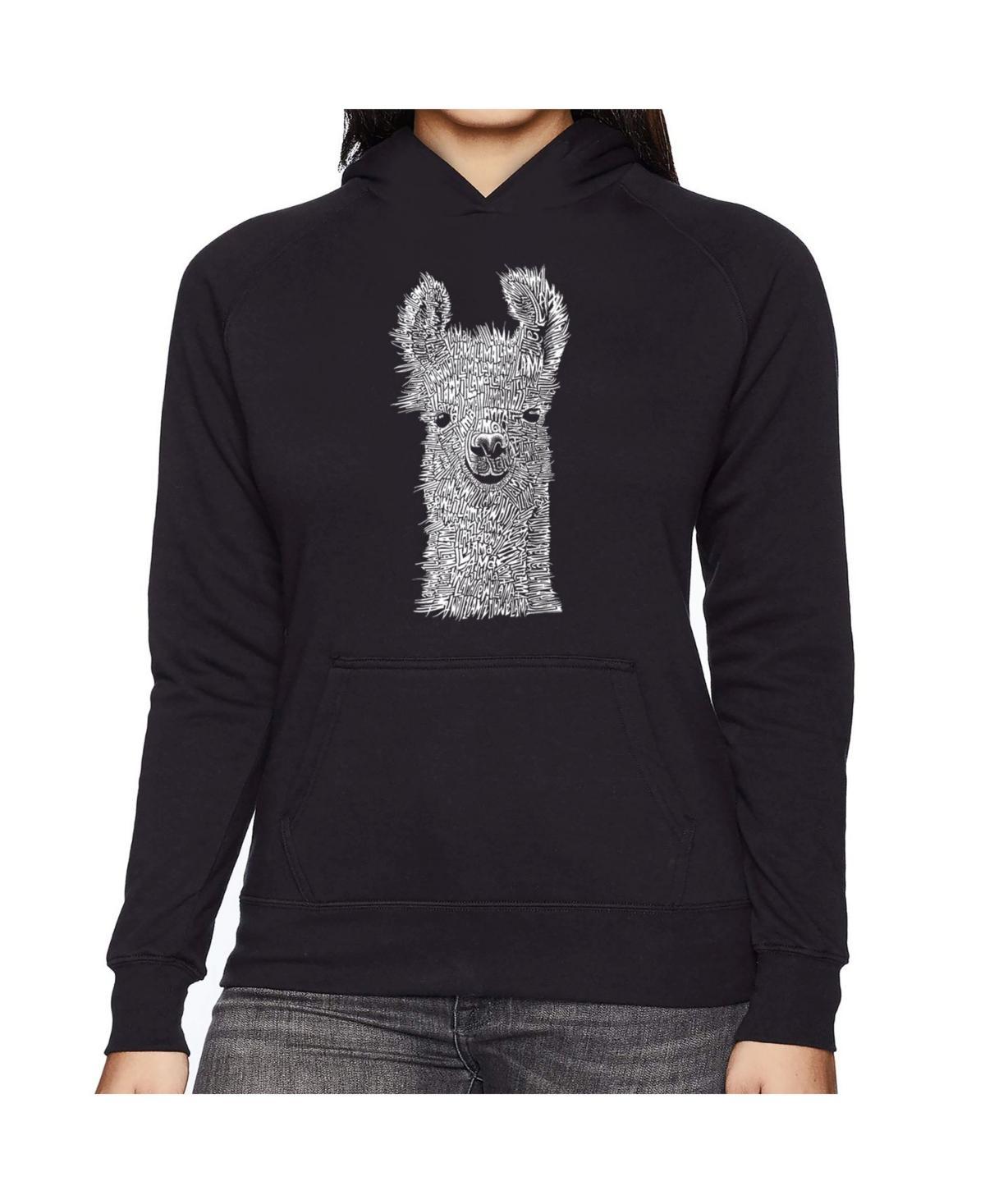 La Pop Art Womens Word Art Hooded Sweatshirt -Llama Product Image