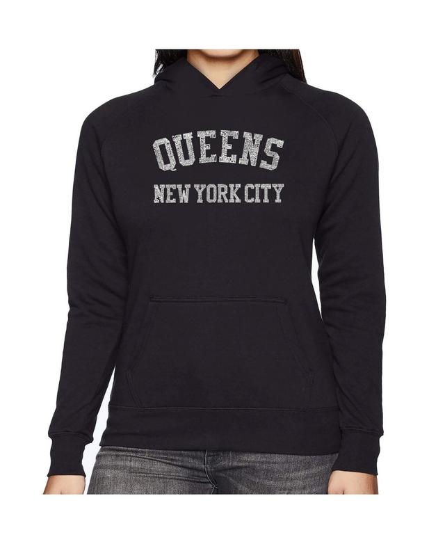 La Pop Art Womens Word Art Hooded Sweatshirt -Popular Neighborhoods In Queens, Ny Product Image