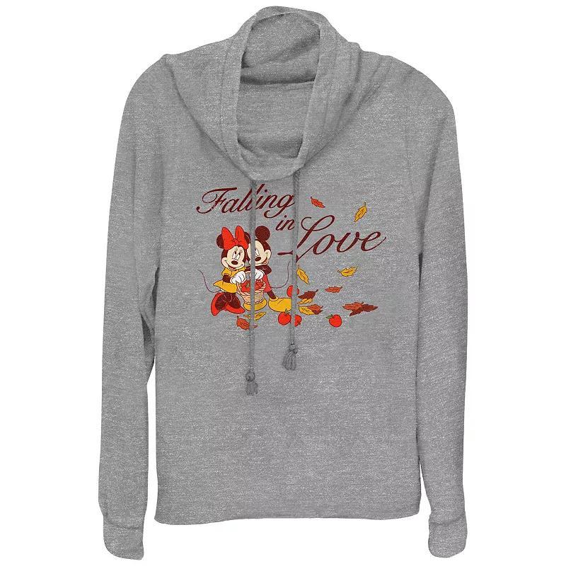 Disneys Mickey Mouse And Minnie Mouse Falling In Love Plus Size Cowlneck Graphic Lightweight Long Sleeve, Womens Gray Grey Product Image