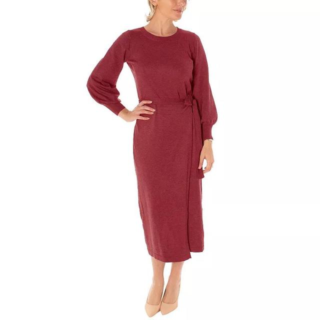 Womens Taylor Tie Sash Midi Sweater Dress Red Product Image