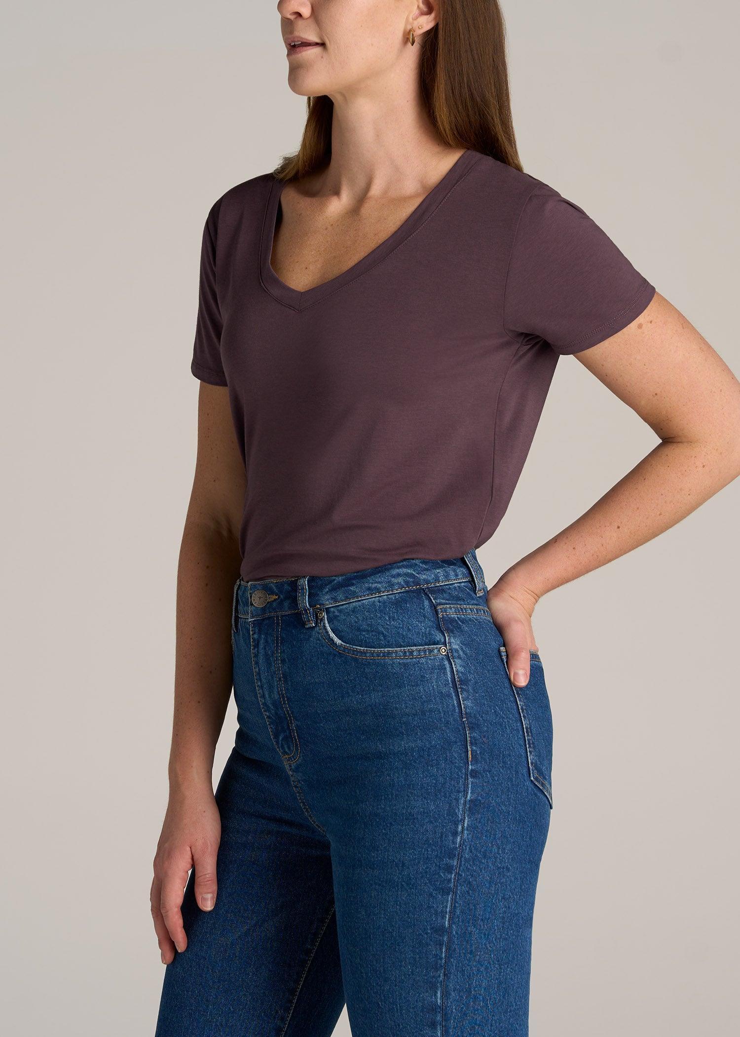 Women's Tall Scoop V-Neck Tee in Merlot Female Product Image