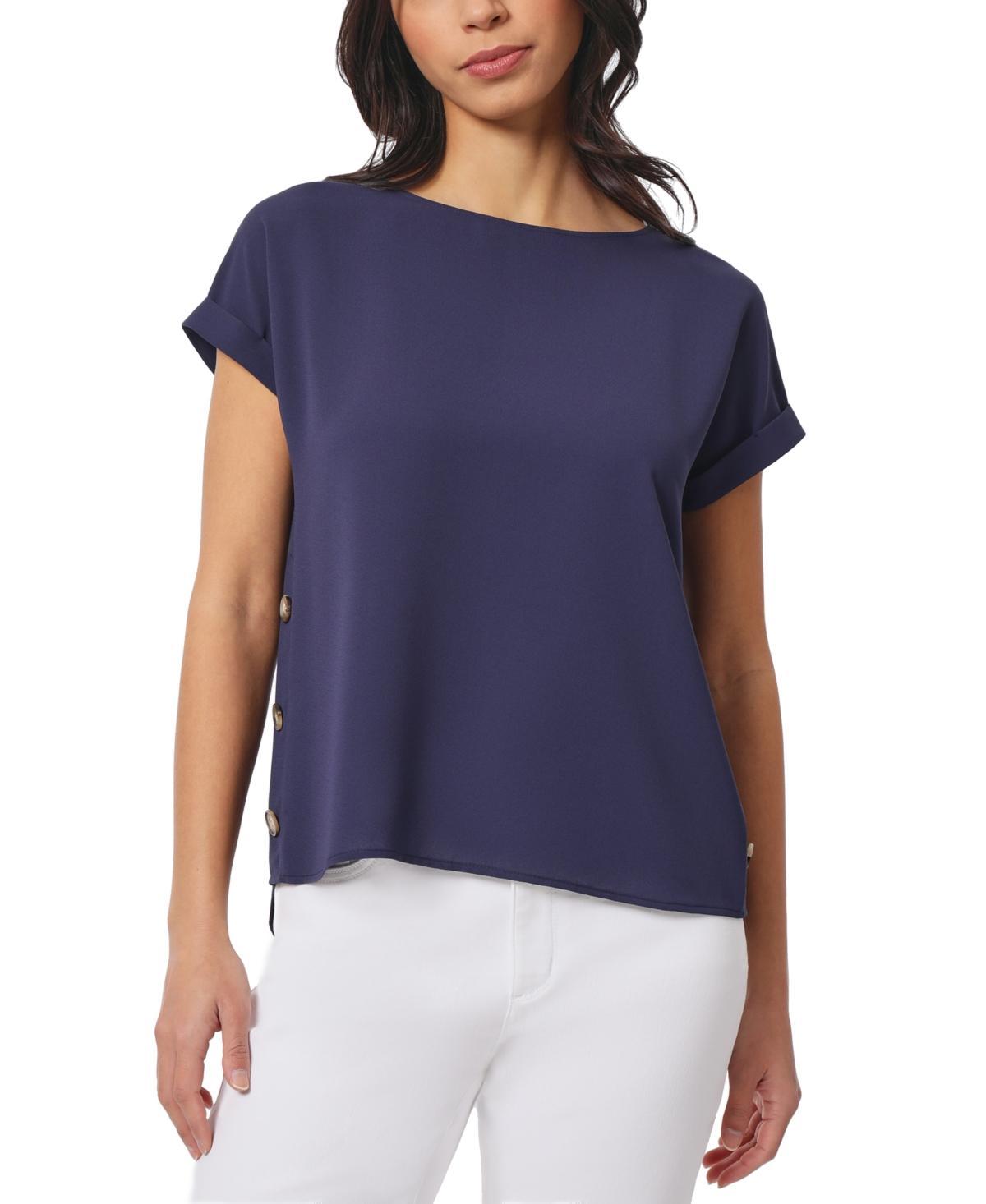 Jones New York Womens Short-Sleeve Button-Detail Top, Regular & Petite Product Image