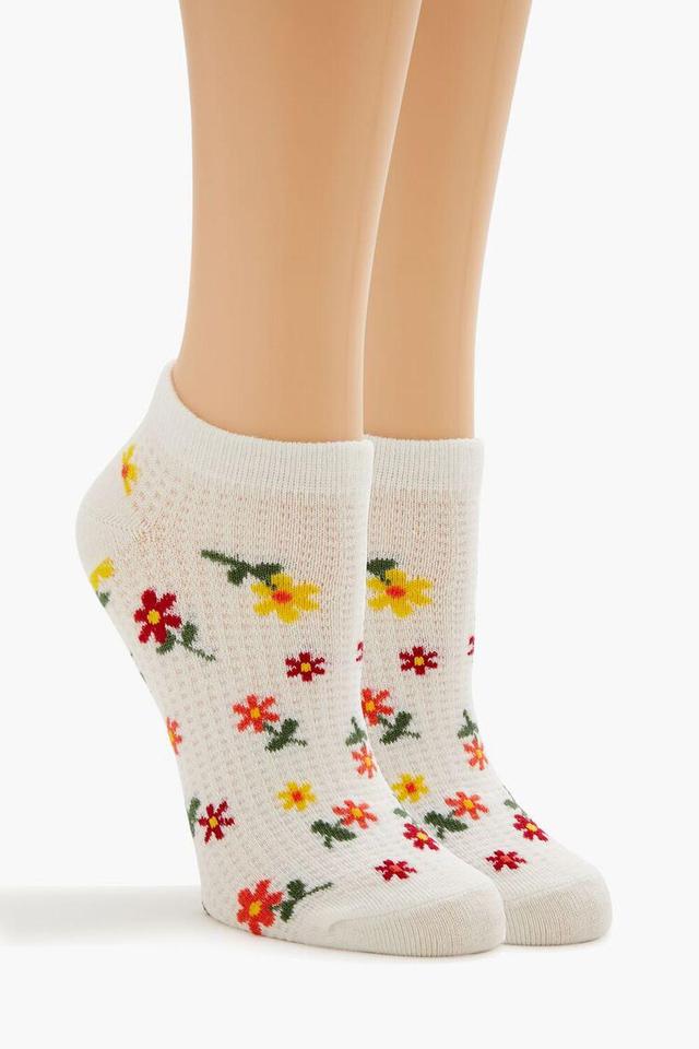 Waffle Knit Floral Ankle Socks | Forever 21 Product Image