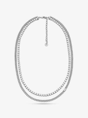 Precious Metal-Plated Brass Double Chain Tennis Necklace Product Image