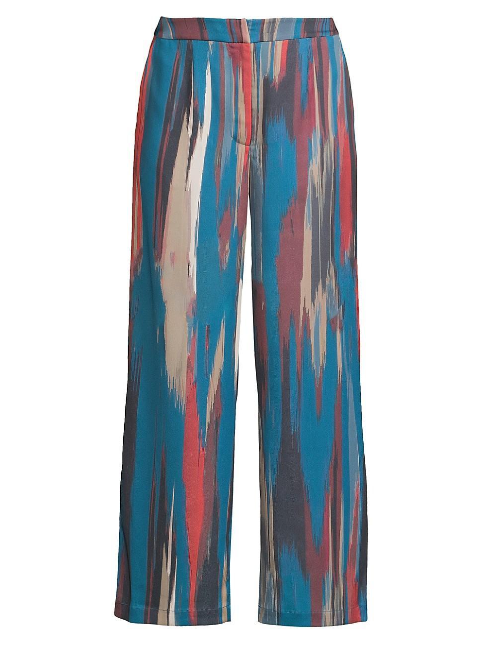 Womens Brushstroke Abstract Crop Pants Product Image